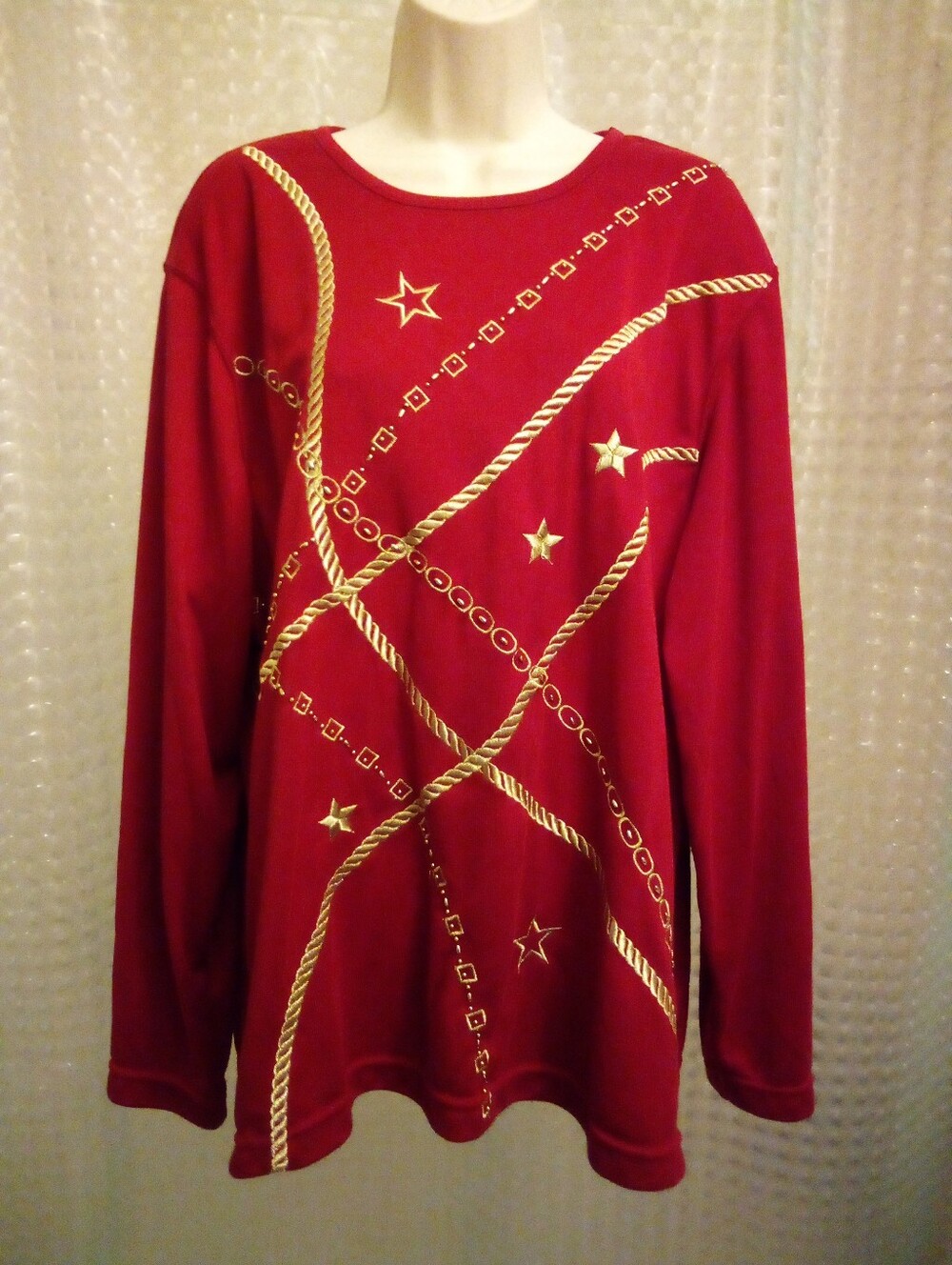 Alfred Dunner Ladies Red And Gold Sweater Holiday Christmas Size XL